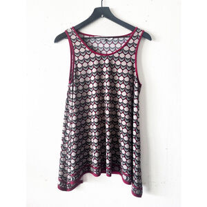 Studio M Red Trim Geometric Swing Tank Top Medium Sleeveless Retro Print